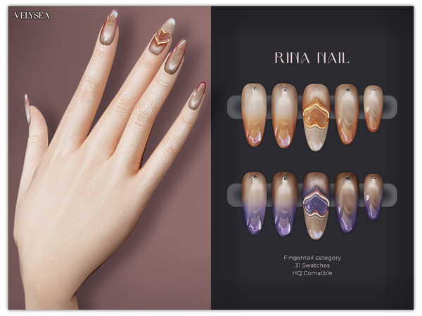 Sims 4 — VELYSEA Rina Nail by VELYSEA — -Fingernail category -HQ comatble -31 swatches