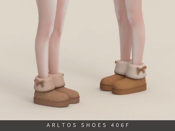 Sims 4 — Fur Cuff Platform Boots Female by Arltos — 14 colors.