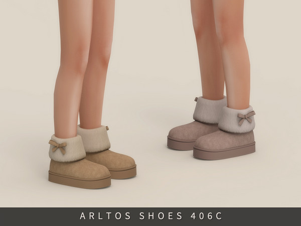 Sims 4 — Fur Cuff Platform Boots Child by Arltos — 14 colors.
