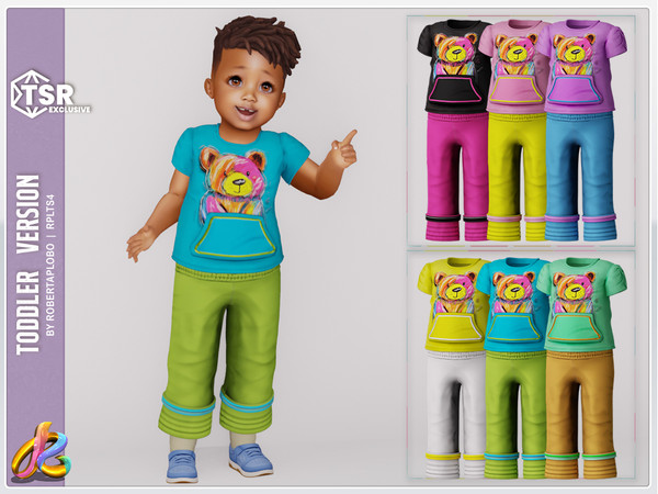 Sims 4 — 338 - unisex TODDLER SET - Vivid Bear Outfit by RobertaPLobo — Vivid Bear Outfit- 338 SET
