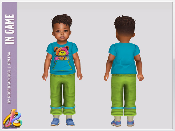 Sims 4 — Bottom 338  - Toddler by RobertaPLobo — Vivid Bear Outfit- 338 SET