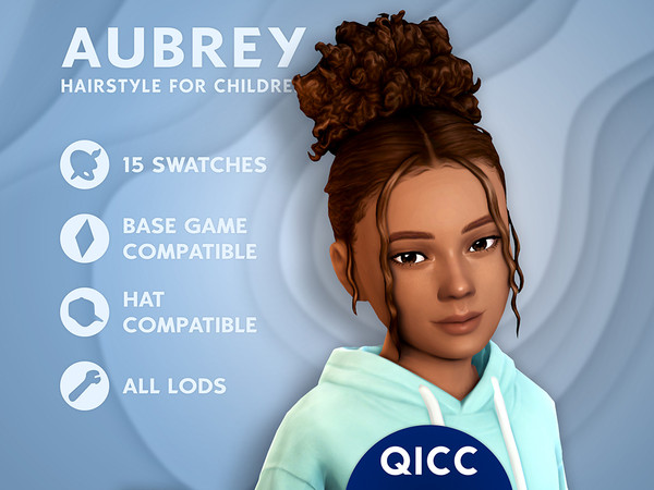 Sims 4 — Aubrey Hair by qicc — Curly high bun updo hair. - Maxis Match