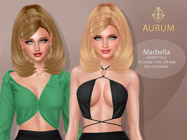 Sims 4 — Marbella - Retro Bouffant Maxis Match Hair by Aurum — Marbella - a medium-length, voluminous bouffant with a