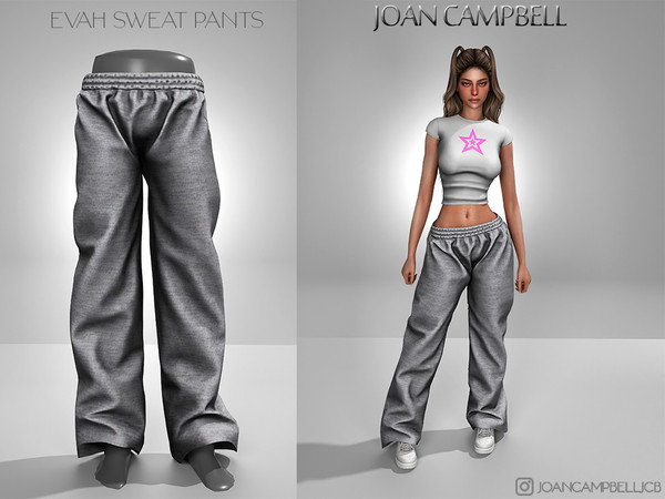 Sims 4 — EVAH SWEAT PANTS by Joan_Campbell_Beauty_ — INCLUDES: CROP TOP (15 swatches)