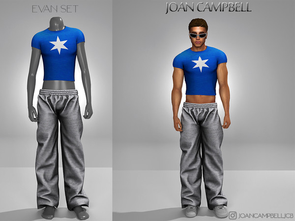 Sims 4 — EVAN SET by Joan_Campbell_Beauty_ — INCLUDES: TOP (5 swatches)