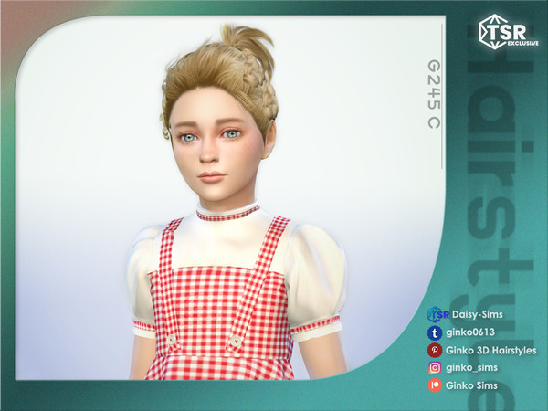 Sims 4 — Bun Hair with braids for Children - Ginko 245C by Daisy-Sims — 21 base colors + 9 ombre colors