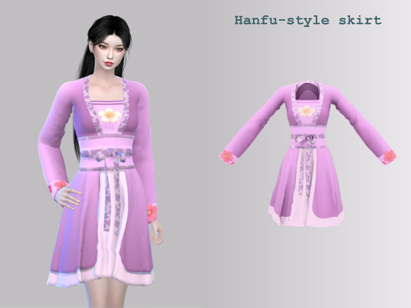 Sims 4 — Hanfu-style skirt by Yinyn — Chinese Traditional Style Clothing for Sims