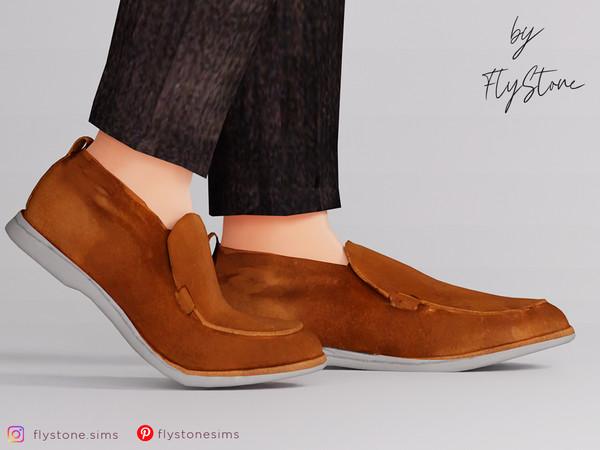 Sims 4 — Male Suede Loafers by FlyStone — Stylish classic soft suede loafers