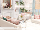 Sims 4 — Pure Living Room by BlusterSims — The Pure Living Room is a bright, serene space with soft pastels, cozy cream
