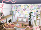 Sims 4 — Tea Time - Serenity Floral Murals by lavilikesims — A floral mural that is infinite, both directions (up and