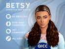 Sims 4 — Betsy Hair by qicc — Curly pigtails with colorful barrettes. - Maxis Match