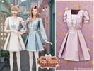 Sims 4 — Tea Time - Sweet scalloped bow dress by MysteriousOo — This sweet vintage-inspired dress features a structured