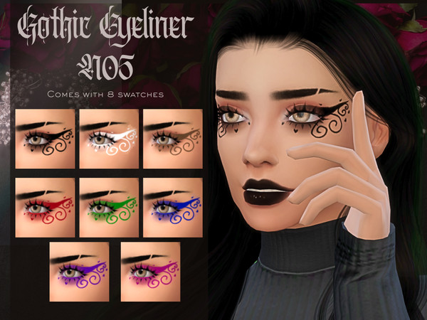 Sims 4 — Gothic Eyeliner N05 by _alttrait_ — A dramatic, ornamental eyeliner inspired by gothic filigree and dark fantasy