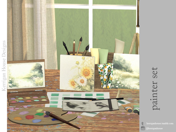 Sims 4 — Painter Set by kerriganhouse — A cute decor set for artist sims.