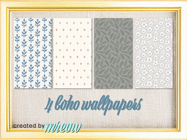 Sims 4 — Mreow Boho Wallpapers by mreow — Set of 4 boho wallpapers by Mreow