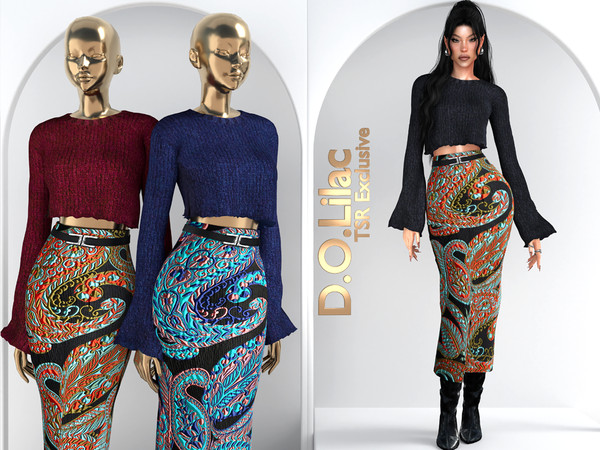 Sims 4 — Bohemian Luxe Elegance Set DO136 Top 2131 by DOLilac — Includes: (Top + Bottom)