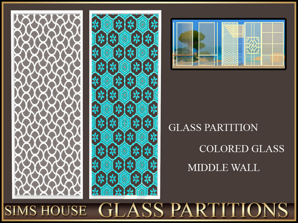 Sims 4 — Sims House GLASS PARTITION COLORED GLASS MIDDLE WALL | GLASS PARTITIONS by Sims_House — GLASS PARTITIONS