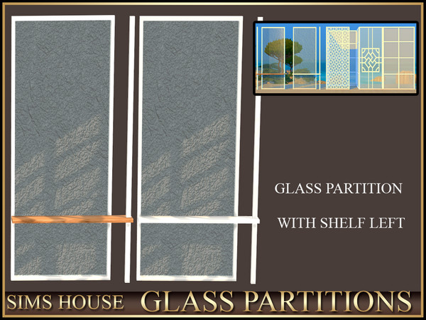 Sims 4 — Sims House GLASS PARTITION WITH SHELF LEFT | GLASS PARTITIONS by Sims_House — GLASS PARTITIONS