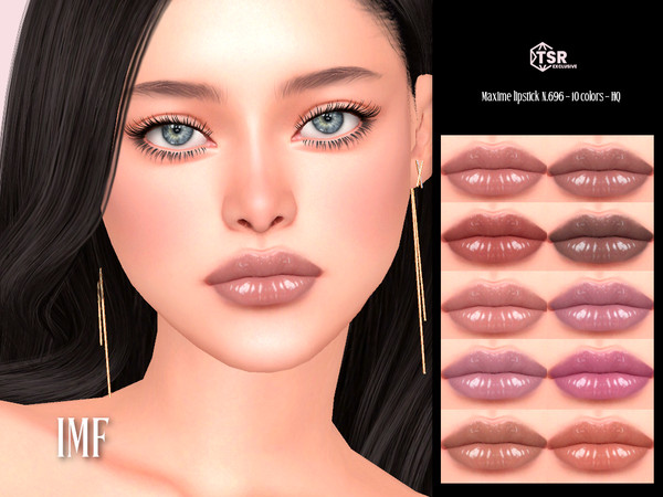 Sims 4 — IMF Maxime Lipstick N.696 by IzzieMcFire — Maxime Lipstick N.696 contains 10 colors in hq texture. Standalone