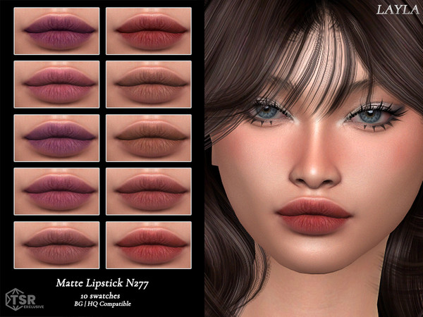 Sims 4 — Matte Lipstick N277 by Layla — Female Matte Lipstick Previews were made using HQ Mod