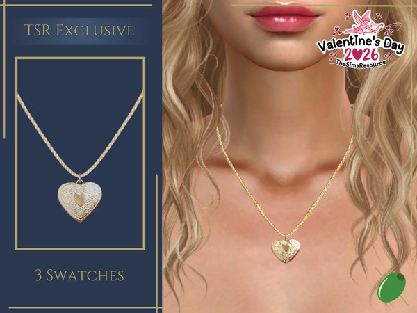 Sims 4 — Heart Locket Necklace by Pitted0live — Classic heart shaped locket on a long chain Custom catalog image
