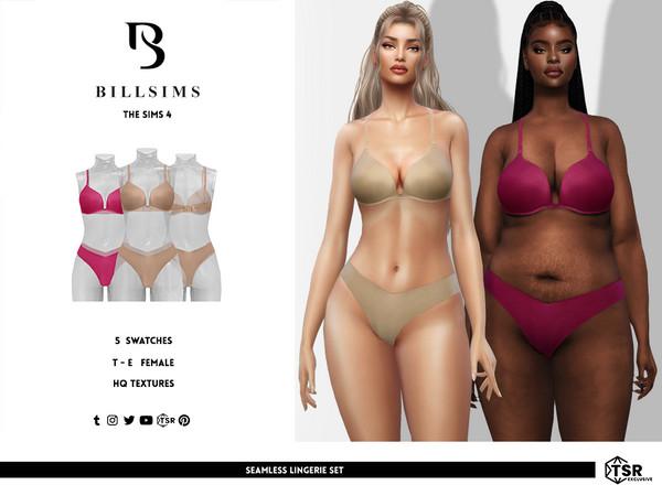 Sims 4 — Seamless Lingerie Set by Bill_Sims — This set includes a soft cup bra and a pair of briefs in a hipster, cheeky