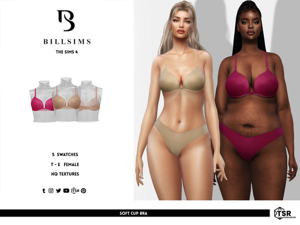 Sims 4 — Soft Cup Bra by Bill_Sims — This set includes a soft cup bra and a pair of briefs in a hipster, cheeky style! -