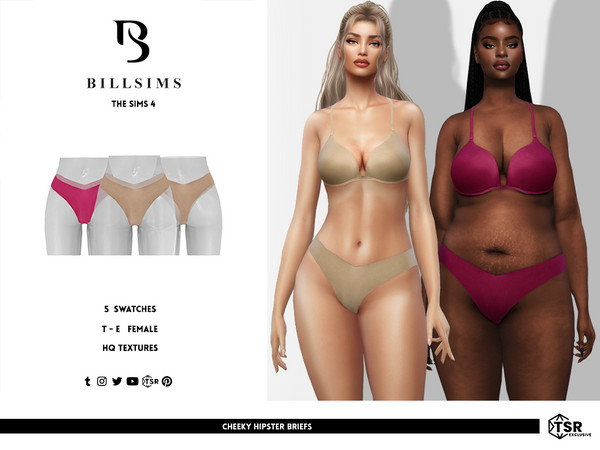 Sims 4 — Cheeky Hipster Briefs by Bill_Sims — This set includes a soft cup bra and a pair of briefs in a hipster, cheeky