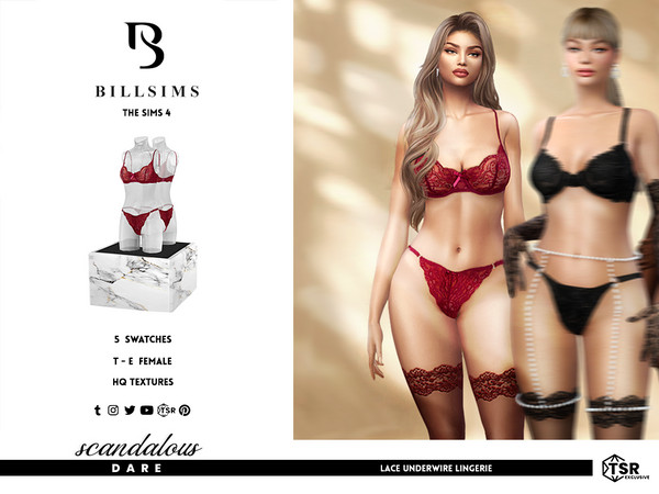 Sims 4 — Lace Underwire Lingerie by Bill_Sims — This set is part of the Scandalous Dare collection by Bill Sims, Dissia,