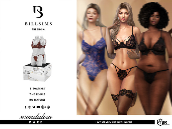 Sims 4 — Lace Strappy Cut Out Lingerie by Bill_Sims — This set is part of the Scandalous Dare collection by Bill Sims,