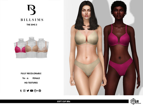 Sims 3 — Soft Cup Bra by Bill_Sims — This bra features soft cups in a seamless design! - Female, YA/Adult. - HQ Textures.