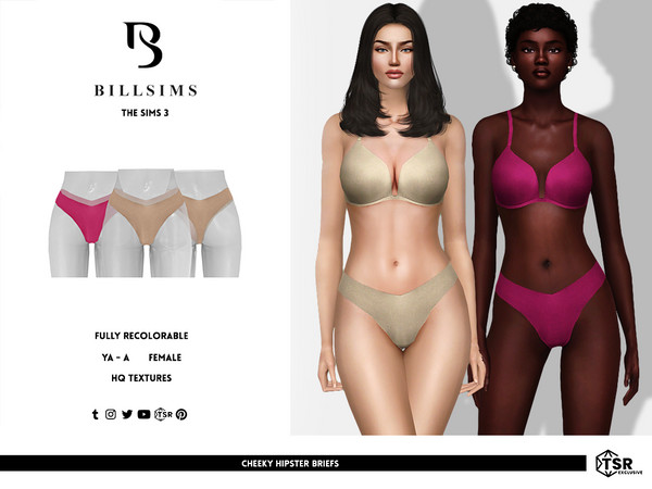 Sims 3 — Cheeky Hipster Briefs by Bill_Sims — This pair of briefs feature a seamless design in a hipster, cheeky style!!