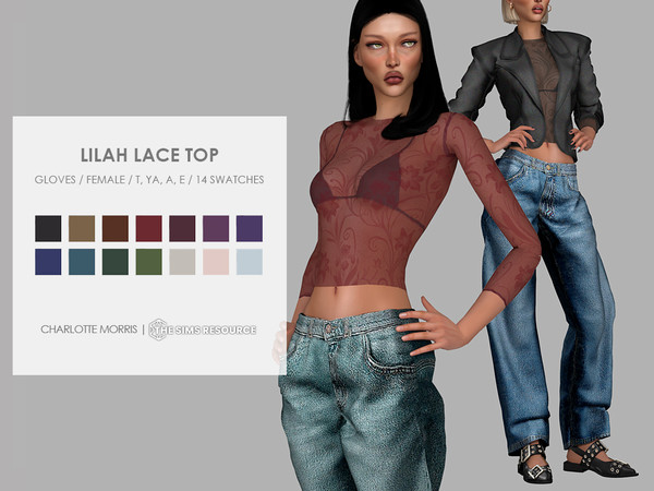 Sims 4 — Lilah Lace Top by Charlotte_Morris — 14 swatches