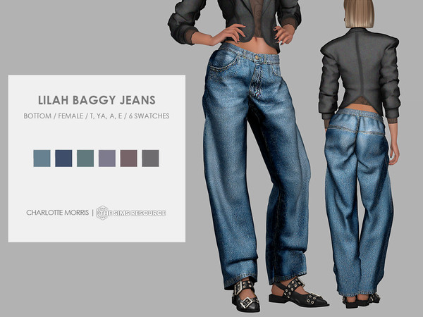 Sims 4 — Lilah Baggy Jeans by Charlotte_Morris — 6 swatches