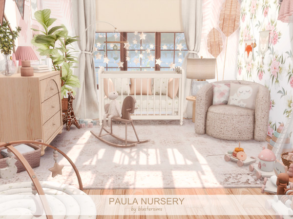 Sims 4 — Paula Nursery by BlusterSims — The Paula Nursery is a light, soothing nursery styled with blush hues, warm