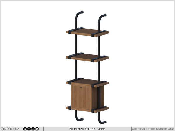 Sims 4 — Medford Wall Shelf With Single Cabinet by Onyxium — Onyxium@TSR Design Workshop Study Room Collection - Belong
