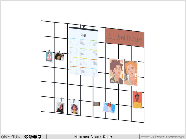 Sims 4 — Medford Wall Organizer by Onyxium — Onyxium@TSR Design Workshop Study Room Collection - Belong To The 2026 Year