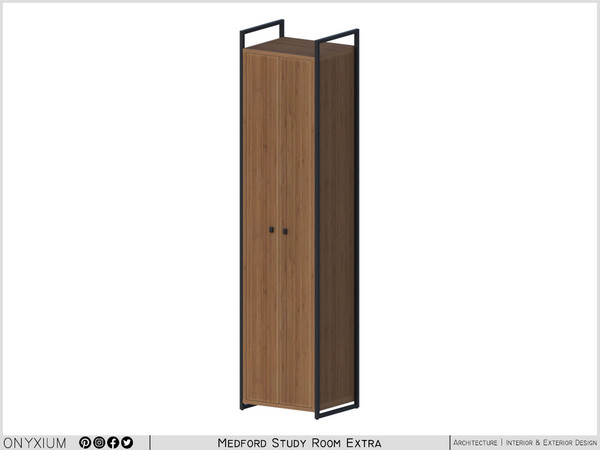 Sims 4 — Medford Shelf Single-Tier With Double Doors by Onyxium — Onyxium@TSR Design Workshop Study Room Collection -