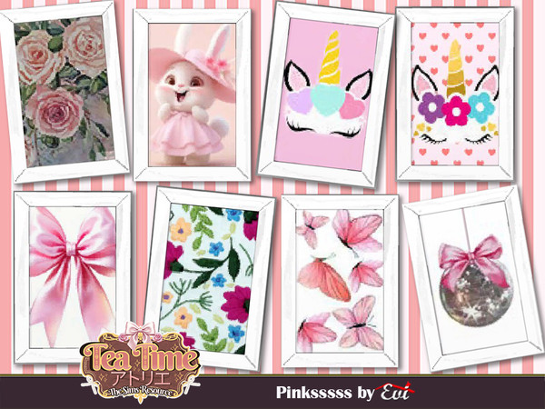 Sims 4 — Pinksssss by evi — Pinky pictures for girlish rooms