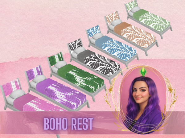 Sims 4 — Boho Rest Bedding by gokcemsims — Create a peaceful sleeping space with Boho Rest Bedding This bedding set is