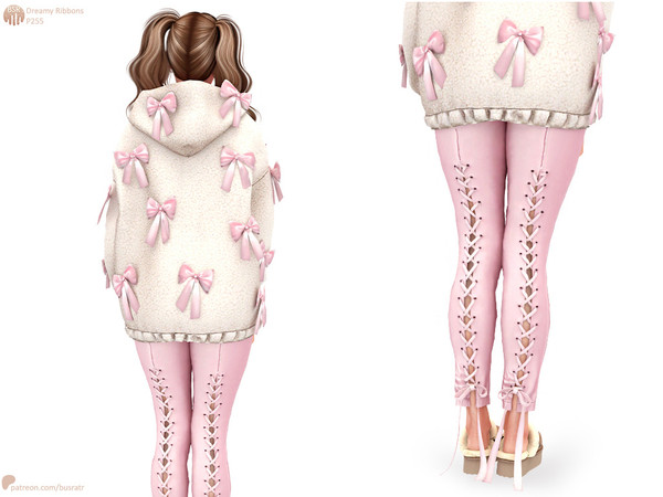 Sims 4 — Dreamy Ribbons P255 - Leggings by busra-tr — Set Inclued : Jacket - Leggings Note: This Bikini was previously