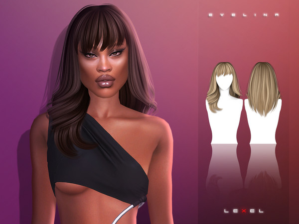 Sims 4 — LEXEL - Evelina long hairstyle with fringe (adult hairstyle) by LEXEL_s — 30 swatches