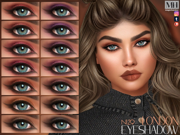 Sims 4 — London Eyeshadow N129 by MagicHand — Sheen Eye Palette in 16 colors - HQ Compatible.