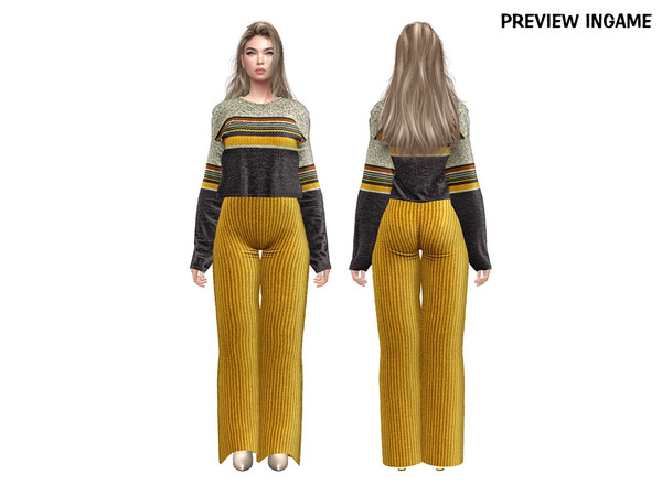 Sims 4 — DAPHS - Clothes SET521 - Wool Knitted Pants C1705 - TSR by Daph's — A cozy knitted outfit set featuring a color