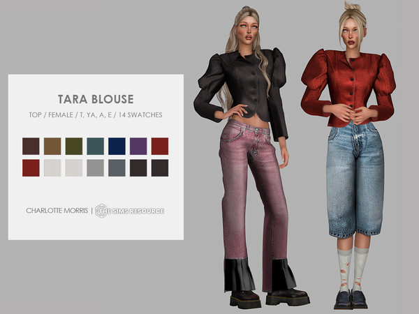 Sims 4 — Tara Blouse by Charlotte_Morris — 14 swatches