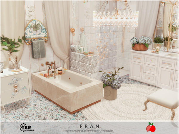 Sims 4 — Fran - bathroom by melapples — a fancy bathroom in marble. enjoy! 6x5