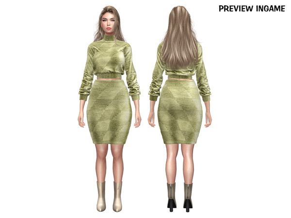Sims 4 — DAPHS - Clothes SET522 - Knit Sweater C1706 - TSR by Daph's — A stylish velvet outfit set featuring a cropped