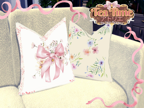 Sims 4 — Tea Time - Garden Vibes Pillow by lavilikesims — A beautiful cushion for any garden tea party Thanks to
