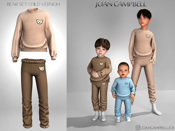 Sims 4 — BEAR PANTS (CHILD VERSION) by Joan_Campbell_Beauty_ — INCLUDES: SWEATER (10 swatches)