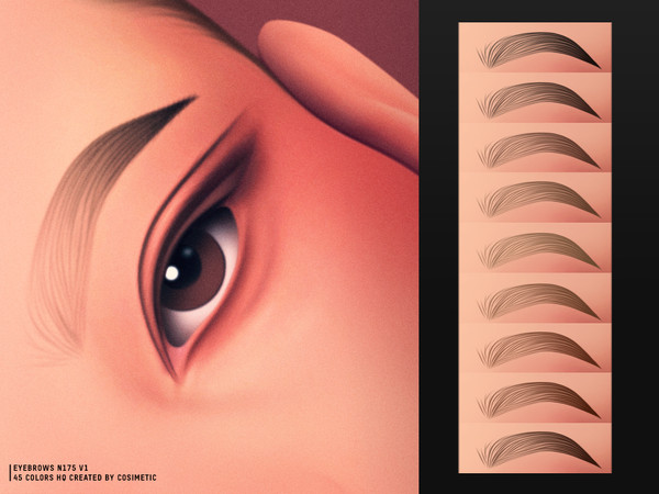 Sims 4 — Bare Shape Brows N175 V1 by cosimetic — A softly shaped brow style with fine and controlled hair strokes. Light,